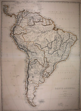 Authentic 1876 Historical Atlas Map ~ SOUTH AMERICA ~ FreeS&H   Inv#129
