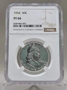 1954 Franklin Half Dollar Proof NGC PF 66 - Picture 1 of 9