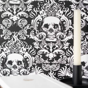nu papel pintado FIERI NEGRO fácil de pelar y pegar papel pintado extraíble - Imagen 1 de 12