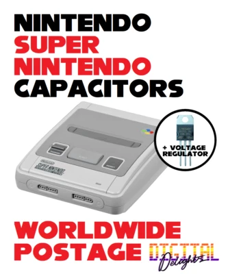 RUBYCON, NICHICON, PANASONIC ETC. Super Nintendo SNES / 10 x Capacitors + Voltage Regulator Kit / SNSP-CPU-01/02
