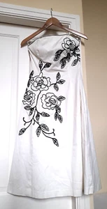 Coast weiß Baumwolle trägerlos Abend Party Kleid UK 10 ATEMBERAUBEND - Bild 1 von 15