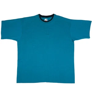 Vtg Fruit Of The Loom T-Shirt Single Stitch Double Collar Teal Black Sz Large - Picture 1 of 12