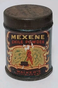 Vintage Mexene Chili Chile Powder Sample Size Can Tin Spice Walkers Collectible - Picture 1 of 8