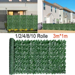 Sichtschutzhecke Windschutz Efeu Sichtschutz Balkonverkleidung Blätterzaun 3x1M - Bild 1 von 37