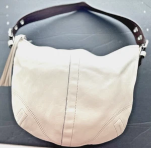 Coach Soho Leather Large Hobo Shoulder Handbag Purse Vintage 8A03 White Tassel - Picture 1 of 7