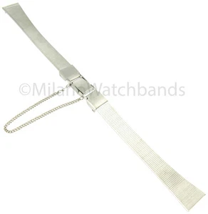 10mm Gilden Vintage Silver Tone Clasp Ladies Watch Band With Saftey Chain 1014-S - Picture 1 of 3