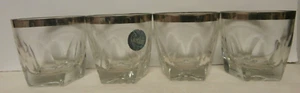 Lot of 4 Vintage Platinum Banded Hazelware Gothic Rocks Glasses, Low Ball Glass - Picture 1 of 4