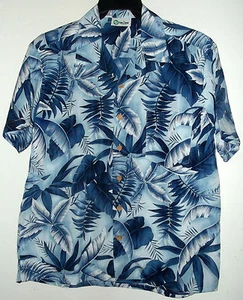 NUEVA CAMISA HAWAIANA AZUL PALMA JUNGLA para hombre talla M O L - Imagen 1 de 3