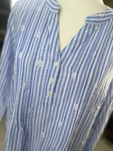 American Sweetheart Damen Ösen Top Bluse Shirt Gr. M blau gestreift Biesen - Bild 1 von 15