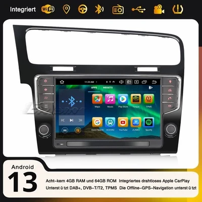 9" IPS 8-Kern Android 13 Autoradio Für VW Golf VII/7 Navi CarPlay 64GB DAB+BT5.0 - Bild 1 von 4