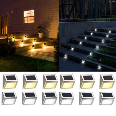 6 Pack Solar LED Deck Step Lights Waterproof Outdoor Garden Patio Stair Lighting - Image 1 of 4