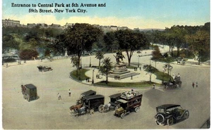 Cartolina New York Ingresso a Central Park 59th Street 5th Avenue 1910 New York City - Foto 1 di 2