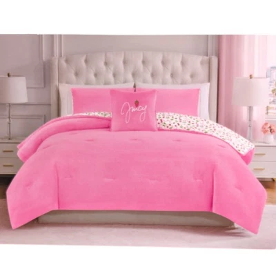 Juego de cama edredón de terciopelo reversible tamaño KING JUICY COUTURE ROSA FRESA NUEVO Foto 1 de 4
