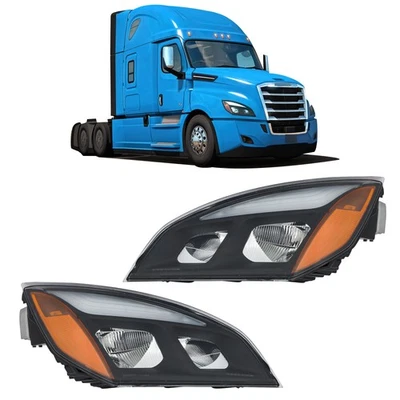 For Freightliner Cascadia 2018-2023 Full LED Black Housing Headlights Headlamps - Image 1 of 4