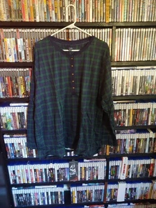 Chaps Damen 3x Langarm Karo Grün & Blau Pullover Shirt Neu Mit Etikett - Bild 1 von 6