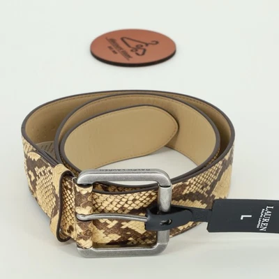Lauren Ralph Lauren 人造蛇皮腰带 L 码 100% 牛皮全新带标签 125 美元 — 第 1/4 张图片