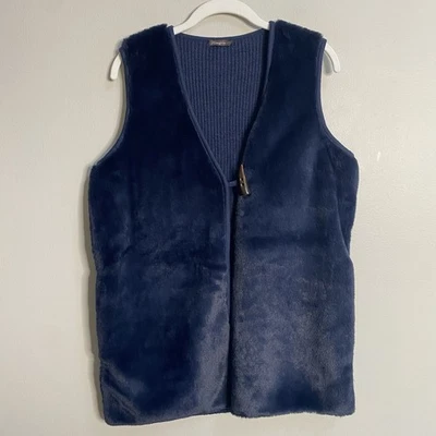 Жилет J. McLaughlin темно-синий однотонный Lolan из искусственного меха и шерсти мериноса размер средний - Изображение 1 из 4