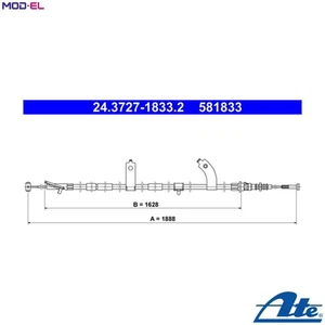 CABLE PULL PARKING BRAKE 24.3727-1833.2 FOR MAZDA P5Z3/P5Y4/P5Y5/P5Y1 1.5L 4cyl - Picture 1 of 10