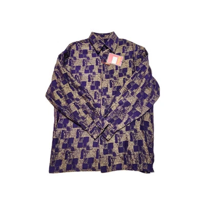 NWT - INSERCH Men's Long Sleeve Shirt Purple Gold Pattern Button Up Style 16405 - Image 1 of 4