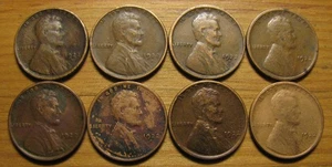 LOT OF (8) 1922 D & 1922 SCHWACH D DENVER LINCOLN WHEAT CENT FROM PENNY COLLECTION - Bild 1 von 2