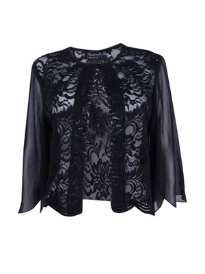 Cárdigan de gasa de manga larga Connected para mujer (M, negro) Foto 1 de 2