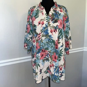 Top Cuddl Duds donna taglia M multicolore maglia floreale manica 3/4 tunica scollo a V - Foto 1 di 8