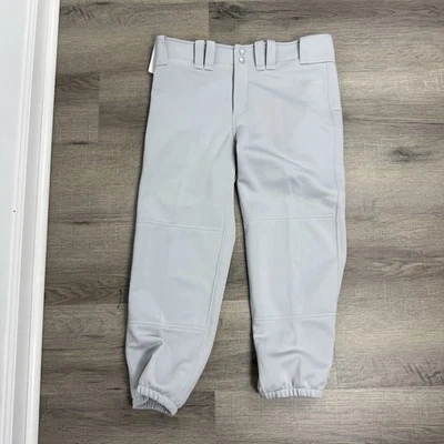 Mizuno Womens Medium Belted Stretch Softball Pants Light Gray NEW Elastic Bottom - Image 1 of 4