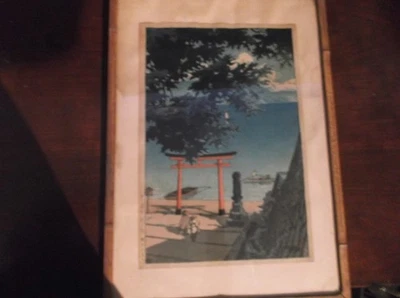 Antiguo templo japonés en madera Kawase Hasui Chuzenji en Utagahama Foto 1 de 4