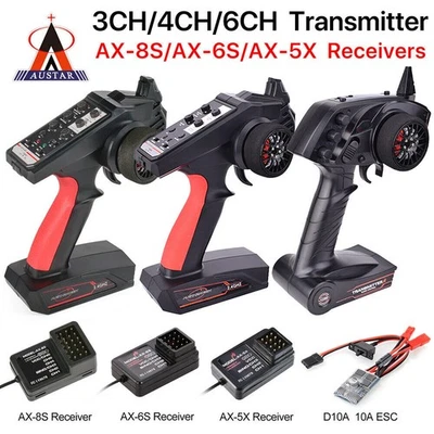 AUSTAR RC Transmitter Receiver 2.4G 3CH 4CH 6CH Kit for RC 1/10 1/8 Car - Image 1 of 4
