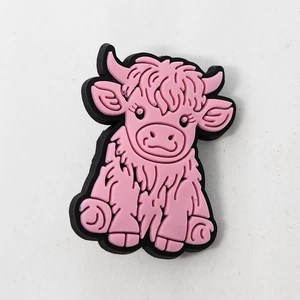 Pink Cow Option 3 Rubber Pin Black Tone Backing Lapel Backpack Hat Brooch - Picture 1 of 2