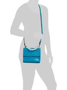 New Patricia Nash Leather Veolia Crossbody Handbag Pearl Top Handle Turquoise - Picture 1 of 7