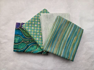 4 Fat Quarters, Green - Var. Designers FQ 18 x 22 Cotton Quilting Fabric Ver 16 - Picture 1 of 4