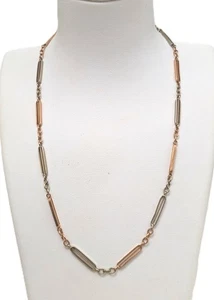Vintage 14K Two Tone Gold Watch Chain 12-1/2" Long - Picture 1 of 6