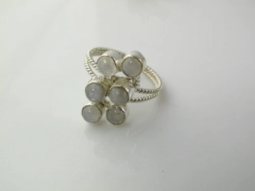 Appealing Genuine Moonstone Multi Stone Silver Plated Ring Size 10.75    MOR122 - Image 1 of 1