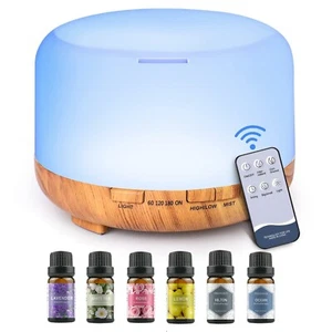 Essential oil diffuser with 6 bottles of 10ML essential oil set for home office - Picture 1 of 17
