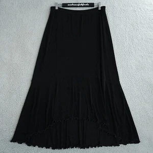 Vintage Chicos Travelers Skirt Womens 2 US L Black Slinky Knit Pull On High Low - Picture 1 of 10