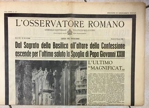 1963 L'OSSERVATORE ROMANO ULTIMO SALUTO SPOGLIA PAPA GIOVANNI XXIII RONCALLI - Foto 1 di 1