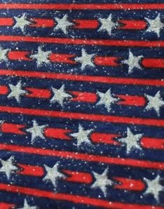 5/8 + Yd Metallic Stars Blue & Red Stripes Quilt Sewing Fabric Patriotic Stars - Picture 1 of 3