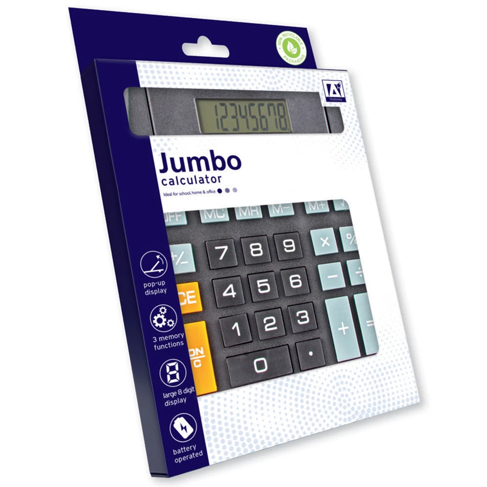 Jumbo Sized Calculator With Pop Up Display Large Button Maths School Homework - Image 1 of 1