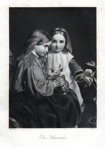 Die Schwestern. Originaler Stahlstich; von Simon um 1850 - Picture 1 of 1