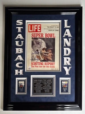 Tom Landy Roger Staubach Signed VTG Life Magazine 1972 Dallas Cowboys Framed PSA - Image 1 of 4