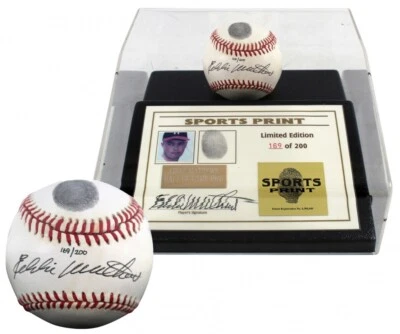 Eddie Mathews Signed LE NL Baseball Display with Thumbprint (Beckett LOA) Braves - Image 1 of 4