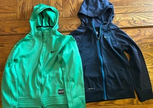 #18 Lot Of 2 Boys Full Zip Up Nike Elite ThermaFit Light SweatShirts size YL/YXL - Picture 1 of 10