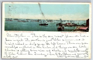 White Squadron at Hampton Roads VA Schlachtschiffe gestempelt 1905 - Bild 1 von 2