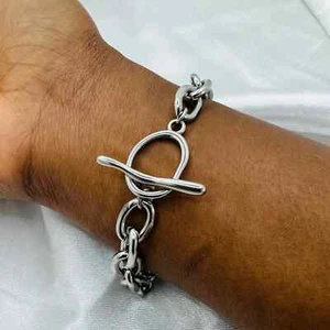 Chunky Toggle T-Bar Armband, Dick Silber Gold Kette Punk Armband Geschenk Männer - Bild 1 von 8