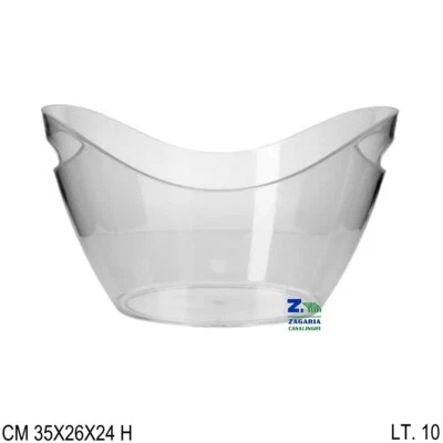 GENERAL TRADE SPA CESTELLO PER GHIACCIO OVALE TRASPARENTE CON MANICI TRASPARENTE CAPACITA' 10 LT