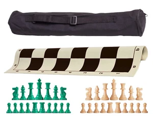 Juego de ajedrez con peso Black Archer - Tablero de vinilo, bolsa con piezas verdes y naturales - Imagen 1 de 5