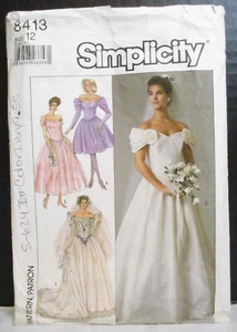 Simplicity Pattern 8413 Misses Novia y Dama de honor Vestido Talla 12 Corte 1987 - Imagen 1 de 13
