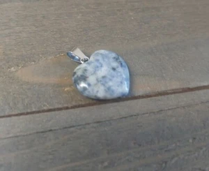 Gemstone Heart Charm Blue Sodalite Valentine Drop Stone Pendant 1" - Picture 1 of 3