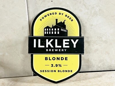 VINTAGE ILKLEY BREWERY SIGN PUB BAR PUMP LABEL COLLECTIBLE BEER ADVERTISING - Image 1 of 4